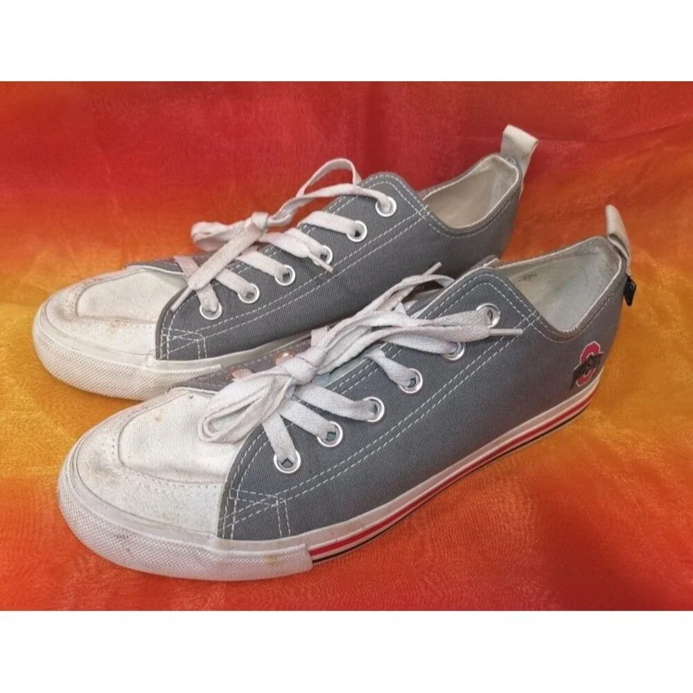 SKICKS Ohio State Low Top Gray Canvas Sneakers Men’s 7 Women’s 9